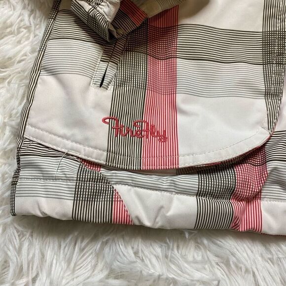 FIREFLY Ski Jacket Coat White Hooded Checkered Size Large Nancy Full Zip Hooded - Picture 3 of 10